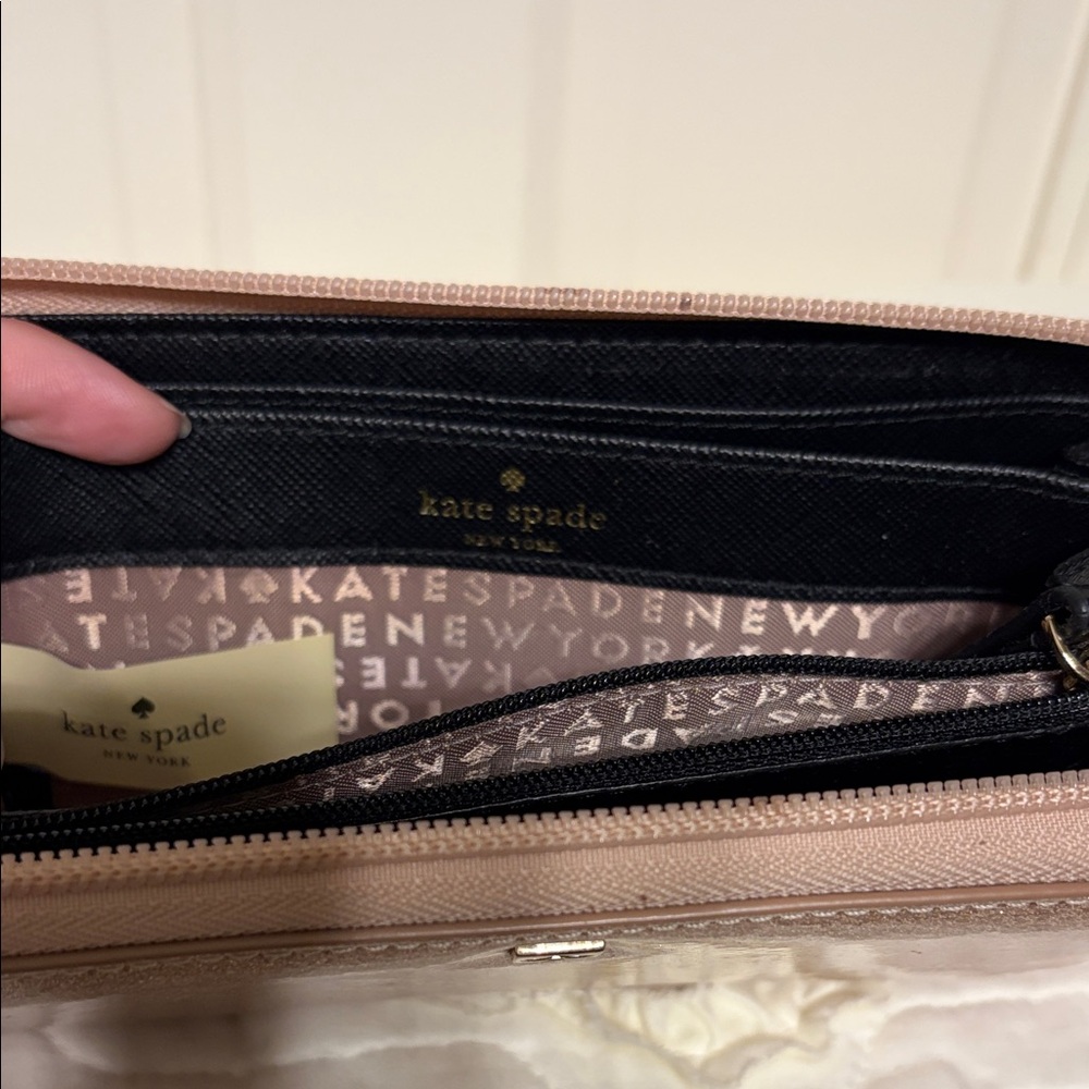 kate spade Rose Gold Glitter Zip Around Wallet - Picture 2 of 7